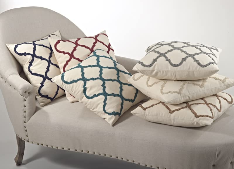 Fennco Styles Moroccan Design Down Filled Decorative Cotton Throw Pillow 18" W x 18" L - Geometric Accent Cushion for Couch, Home, Living Room, Bedroom, Office and Holiday Décor