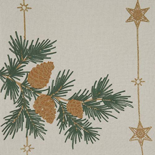 Fennco Styles Embroidered Pinecone Christmas Table Runner 16" W x 70" L - Festive Table Cover for Home Décor, Dining Table, Banquet, Family Gathering, Holiday and Special Occasion