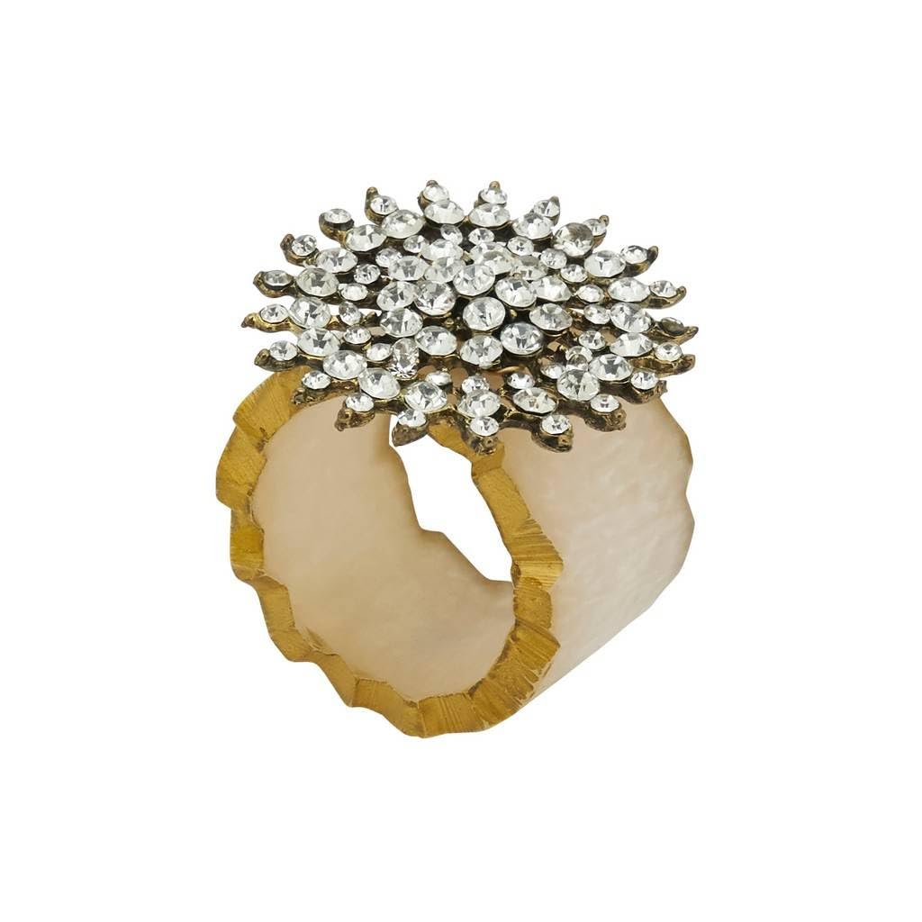 Fennco Styles Beaded Sparkling Resin Napkin Rings, Set of 4 - Gold Elegant Napkin Holders for Home, Dining Table, Banquets Décor, Weddings and Special Occasions
