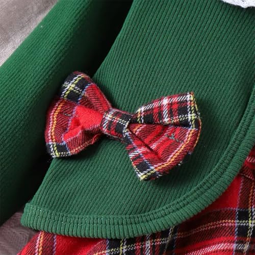 stylesilove Baby Toddler Girls Red Sleeveless Christmas Plaid Dress and Green Cardigan 2pcs Winter Holiday Dressy Outfit