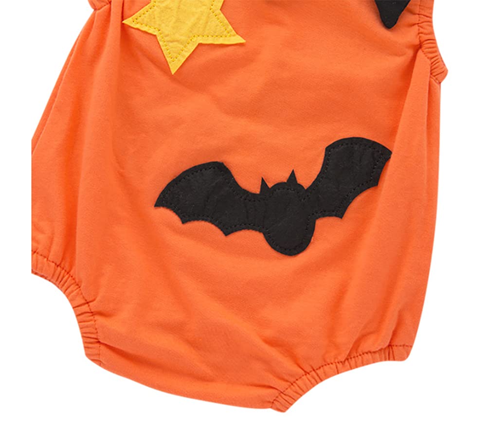 Styles I Love Infant Unisex Baby Boys Girls Fun Pumpkin Face Sleeveless Orange Cotton Romper Halloween Outfit