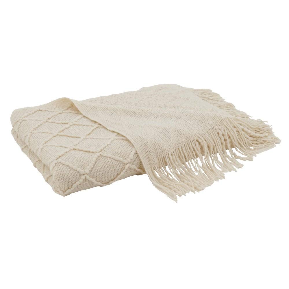 Fennco Styles Diamond Pleats Knit Modern Tassel 50 x 60 Inch Throw - Throw Blanket for Bed, Couch, Sofa, Home Décor, Ideas
