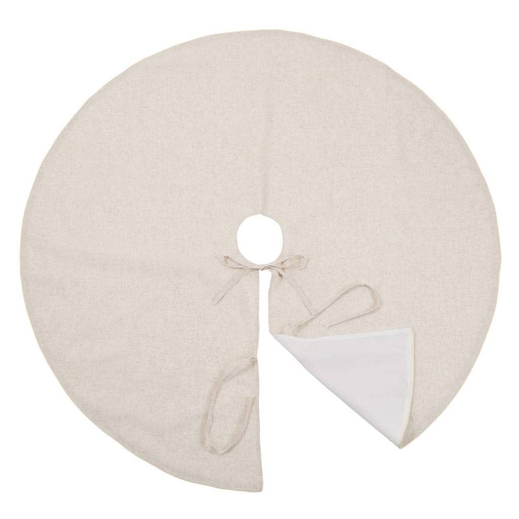 Fennco Styles Red Piping Design Decorative Christmas Tree Skirt 56 Inch Round - Linen Blend Holiday Tree Skirt for Home, Christmas Tree, Indoor Outdoor Decoration