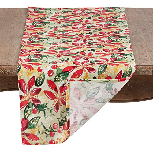 Fennco Styles Beautiful Holiday Wild Floral 100% Linen, 16"x72" Rectangular Table Runner
