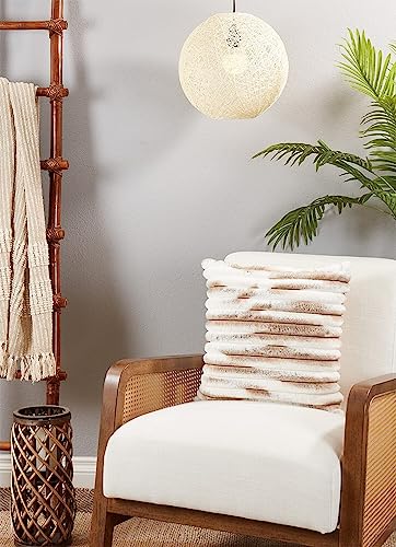 Fennco Styles Striped Faux Fur Decorative Filled Throw Pillow 18" W x 18" L – Black Plush Cushion for Couch, Bedroom, Living Room and Office Décor