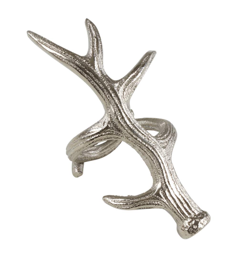 Fennco Styles Rustic Antler Design Aluminum Napkin Rings, Set of 4- Bronze Branch Napkin Holders for Home Decor, Banquets, Holiday and Special Occasions