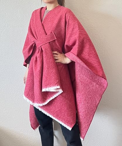 stylesilove Women Elegant Solid Color Fringe Poncho Open Front Shawl Cape Ultra Warm Wrap for Autumn Winter Season