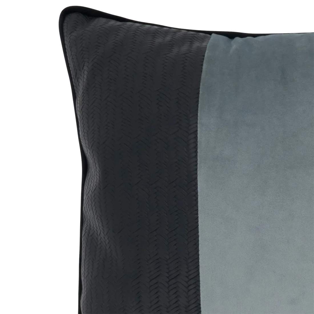 Fennco Styles Texture Color Blocked Two-Tone Velvet Decorative Throw Pillow 18 x 18 Inch - Black Accent Pillow for Home, Couch, Living Room and Office Décor