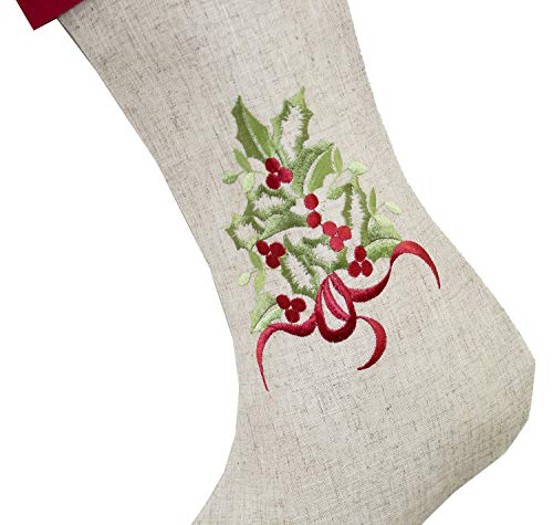 Fennco Styles Embroidered Holly Christmas Tree Holiday Decorative Tree Skirt