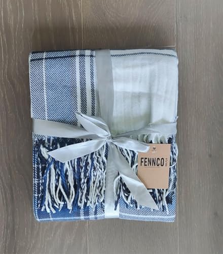 Fennco Styles Classic Plaid Pattern Fringe Throw Blanket 50" W x 60" L - Rustic Cozy Blanket for Home, Couch, Bedroom, Living Room, Office, and Holiday Décor