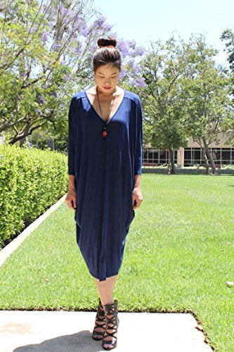 SAY Styles All Yours The Deep Back Cut Out 3/4 Sleeve Blue Dress