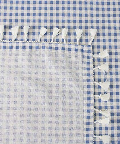 Fennco Styles Simply Striped Tassel Cotton Blend 55 x 55 Inch Tablecloth - Green Table Cover for Banquets, Holiday, Special Events, Outdoor and Home Décor