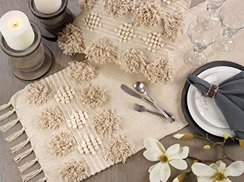 Fennco Styles Handira Collection Contemporary Moroccan 100% Pure Cotton 16 x 72 Inch Table Runners – Ivory Table Runners for Banquets, Dinner Parties, Special Events and Home Décor