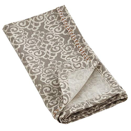 Fennco Styles Medallion Cotton-Linen 18 x 18 Inch Cloth Table Napkins, Set of 4 for Dining Table, Dinner Parties, Wedding, Special Events