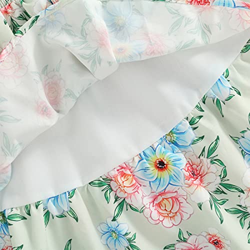 stylesilove Baby Toddler Girls Floral Print Smocked Tiered Sleeveless Dress & Headband 2pcs Summer Ruffle Sundress Outfit