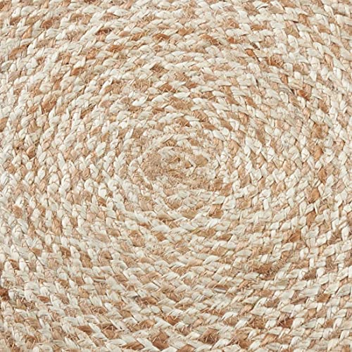 Fennco Styles 100% Jute Woven Design Farmhouse Placemats 16 Inch Round, Set of 4 - Natural Braided Table Mats for Home, Dining Room, Banquets, Family Gathering and Special Occasion