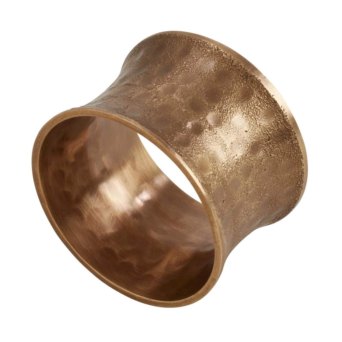 Fennco Styles Retro Hammered Metal Napkin Rings, Set of 4 - Dark Gold Decorative Napkin Holders for Home, Dining Room, Banquet, Family Gathering, Holiday and Special Occasion