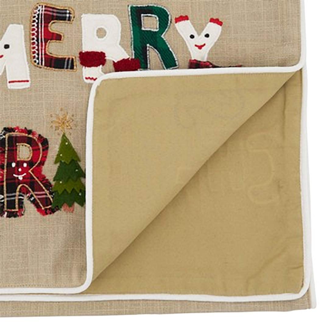 Fennco Styles Merry Christmas Cotton Table Runner 16" W x 72" L - Natural Festive Table Cover for Home Décor, Dining Table, Banquet, Holiday and Special Occasion