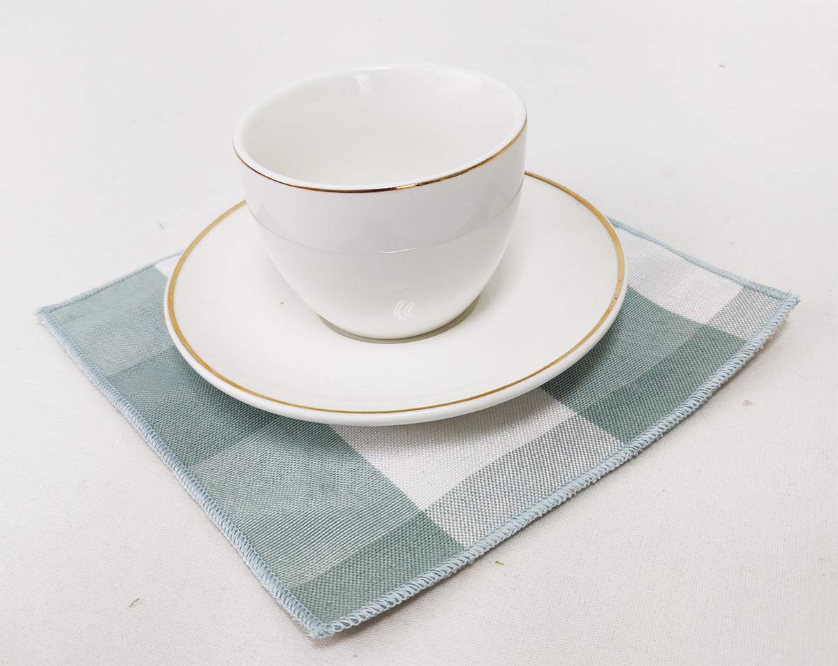 Fennco Styles Buffalo Check Double Layers Reversible Coasters 6"W x 6"L, Set of 4 - Handmade in USA - Plaid Cocktail Napkins for Everyday Use and Special Occasion