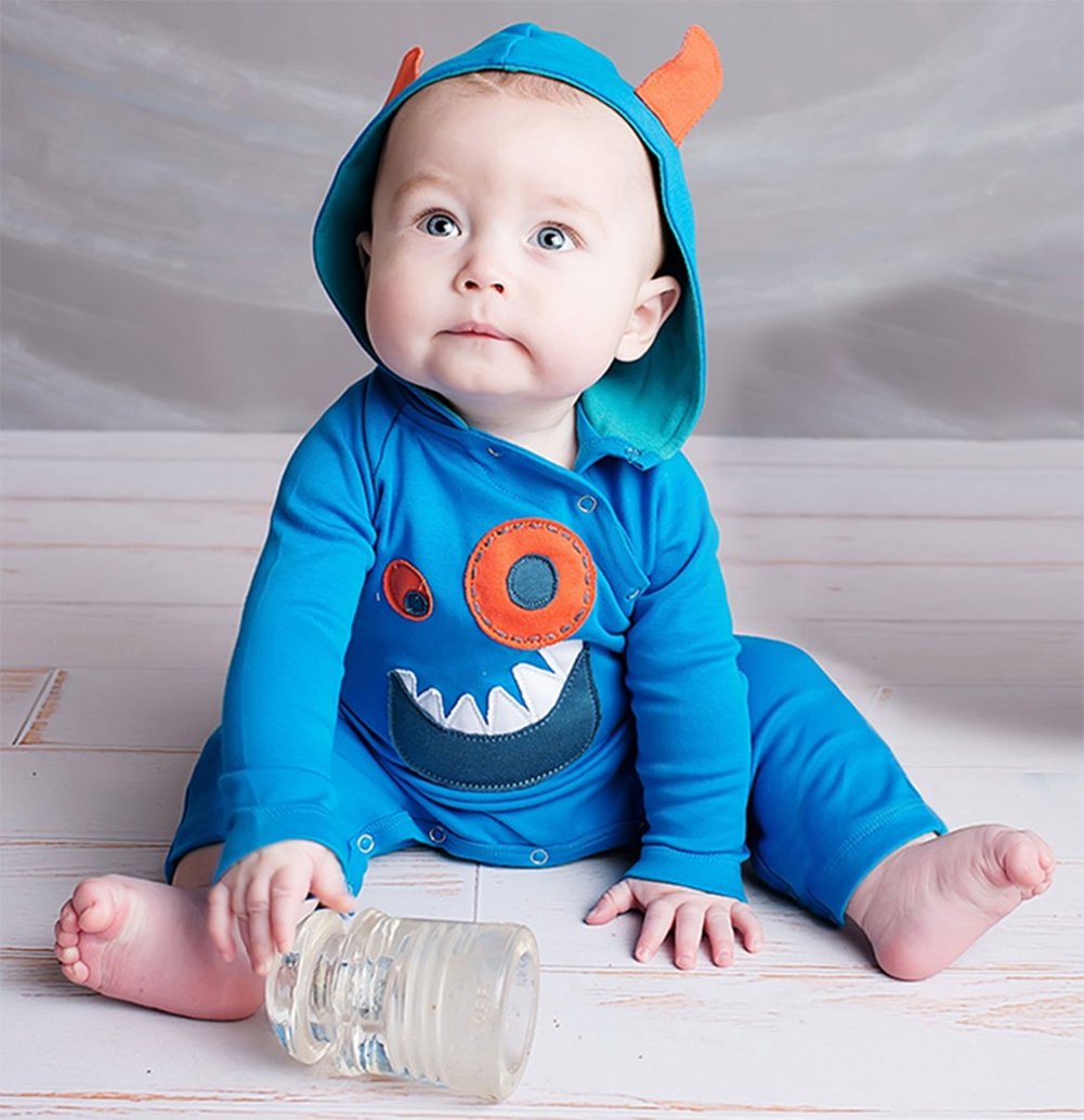 stylesilove Infant Toddler Baby Boy 3D Cartoon Animal Design Long Sleeves Hoodie Romper Fall Winter Cotton Jumpsuit Outfit