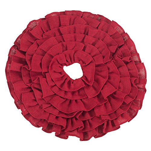Fennco Styles Ruffled Design Christmas Tree Skirt - Jute Holiday Décor Tree Skirt for Home, Christmas Tree, Winter Festivals, Office, School Décor
