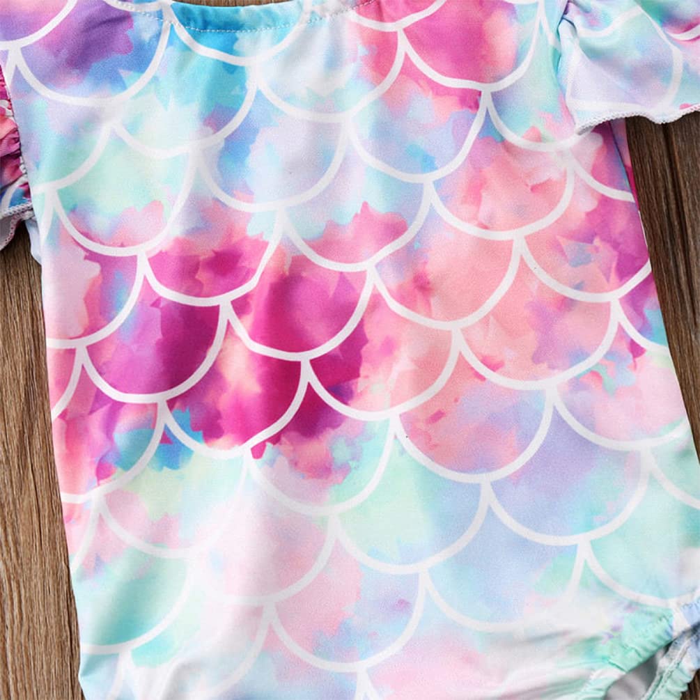 stylesilove Baby Toddler Girls Mermaid Ruffled One-Piece Swimsuit Multicolor Bathing Suit Beach Swimwear