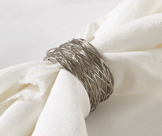Fennco Styles Metal Design Napkin Rings - Sold Per 4 (Silver)