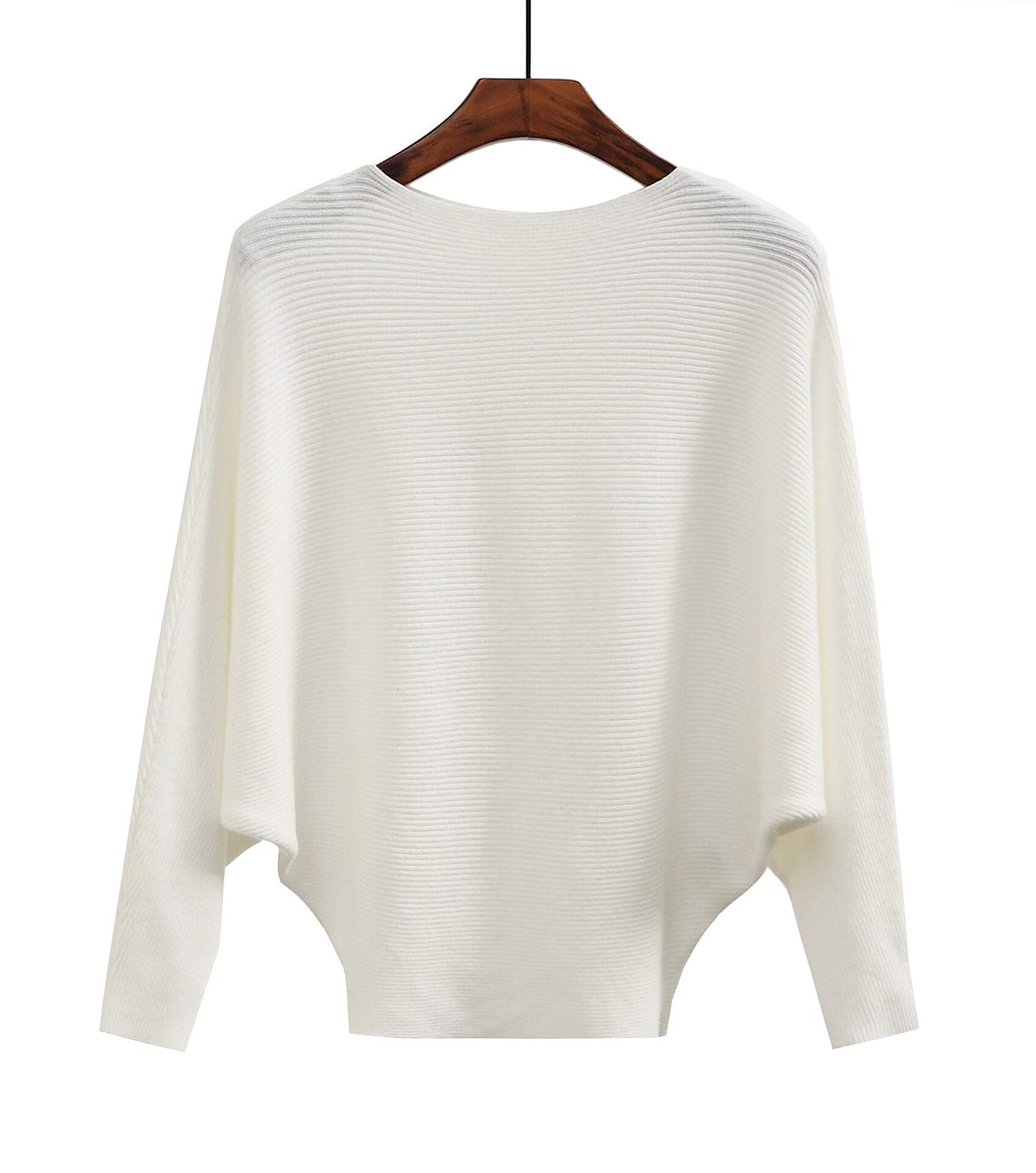 Styles I Love Women Autumn Winter Boat Neck Batwing Sleeve Pullover Knitted Sweater Long Sleeve Loose Top