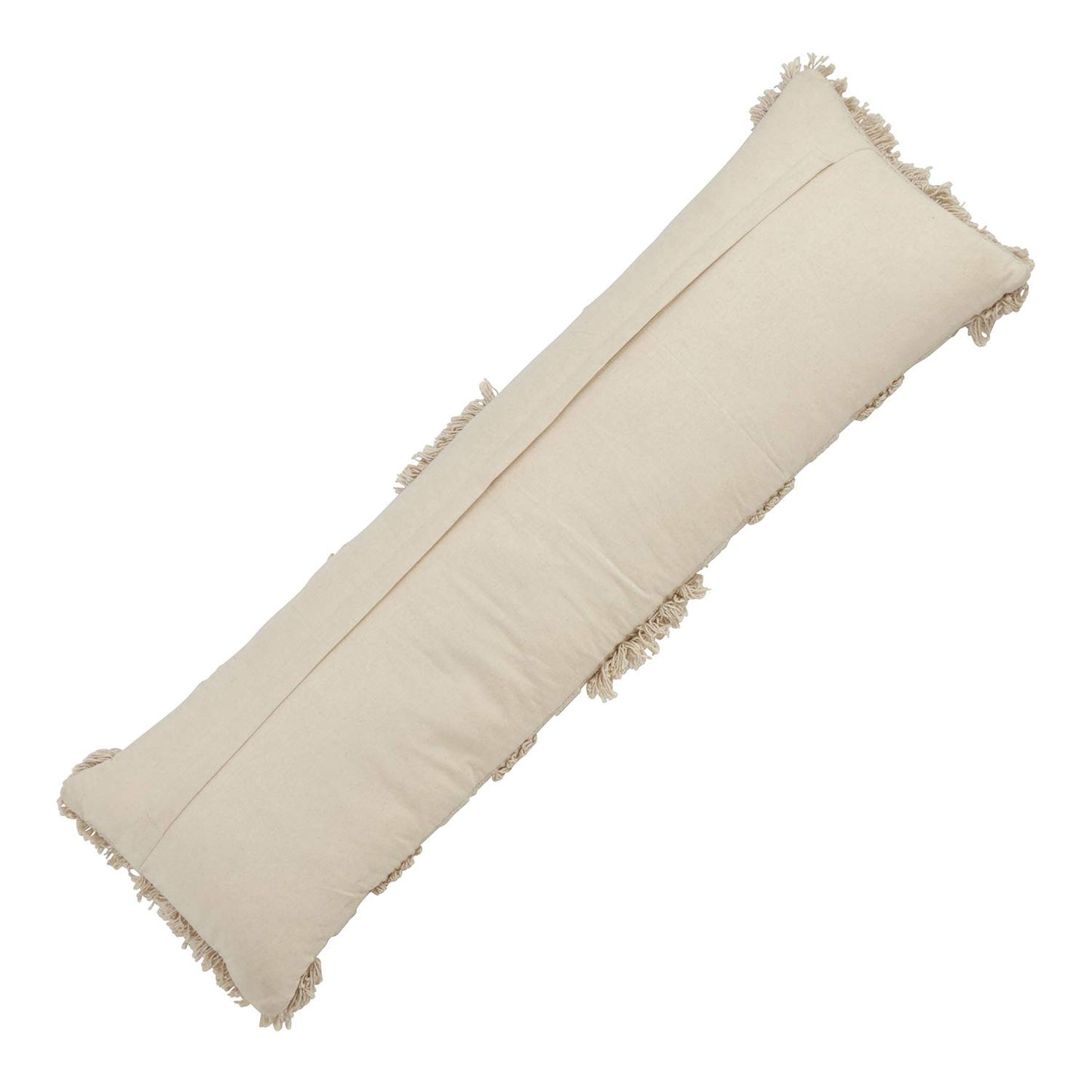 Fennco Styles Bohemian Fringe Stripe 100% Pure Cotton Decorative Throw Pillow with Case & Insert - Natural Lumbar Pillow for Couch, Bedroom and Living Room Decor