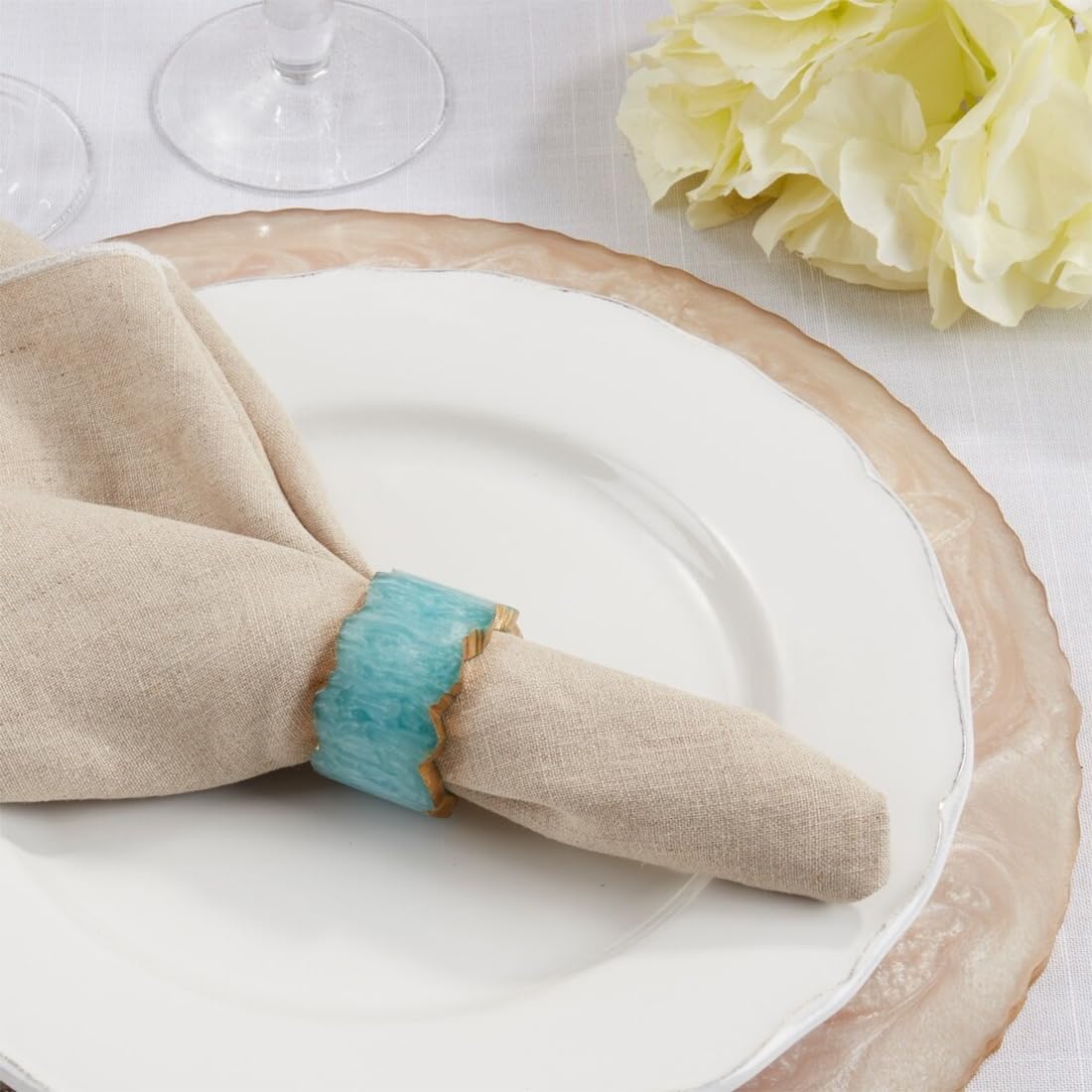 Fennco Styles Resin Artistry Decorative Napkin Rings, Set of 4
