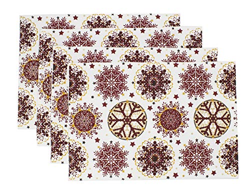 Fennco Styles Holiday Decor Red Snowflake Print Tablecloth