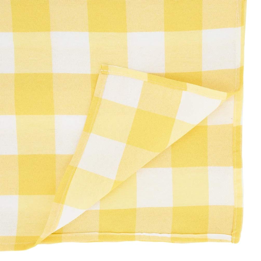 Fennco Styles Classic Buffalo Check Cotton Blend Table Runner 16" W x 36" L - Yellow Holiday Table Cover for Banquets, Christmas, Special Events and Home Décor