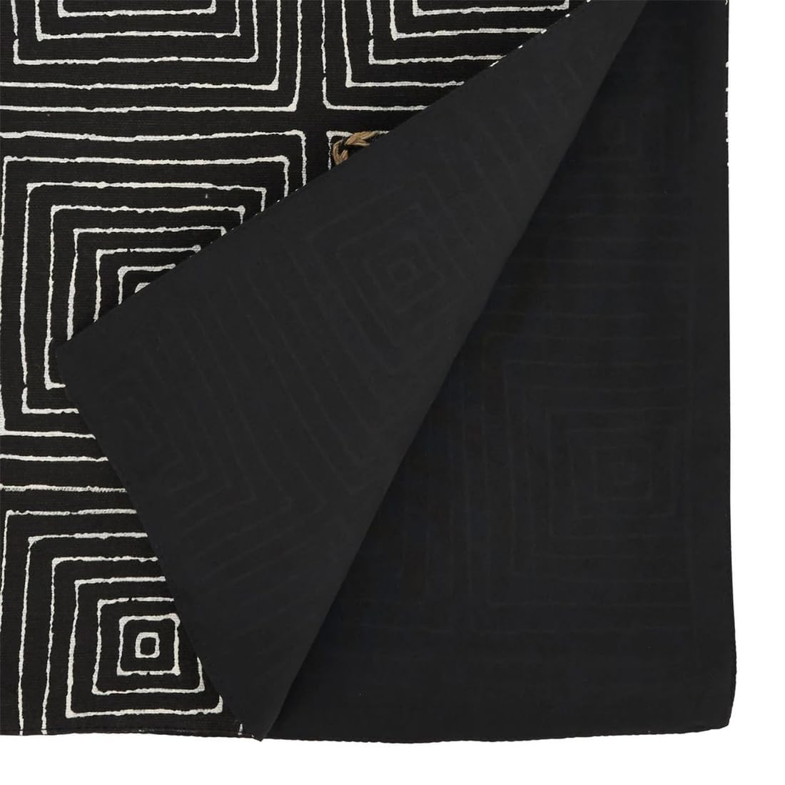 Fennco Styles Embroidered Maze Design Cotton Table Runner 16" W x 72" L - Black Textured Woven Table Cover for Everyday Use, Dining Room, Banquets, Family Gatherings, Holidays and Home Décor