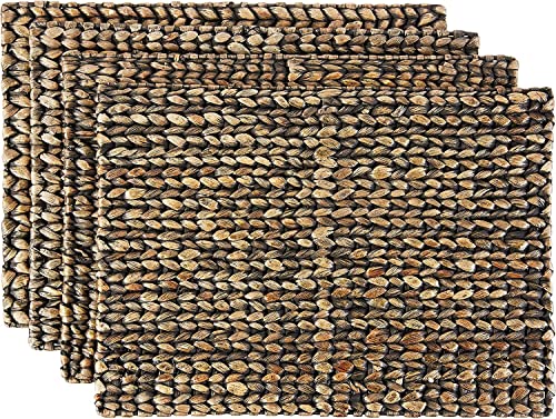Fennco Styles Natural Woven Water Hyacinth Rectangular Placemats 14" W X 19" L, Set of 4