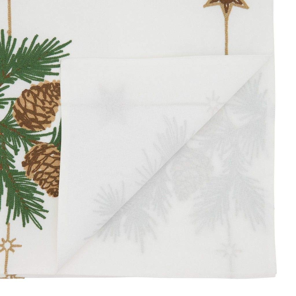 Fennco Styles Embroidered Pinecone Christmas Table Runner 16" W x 70" L - Festive Table Cover for Home Décor, Dining Table, Banquet, Family Gathering, Holiday and Special Occasion