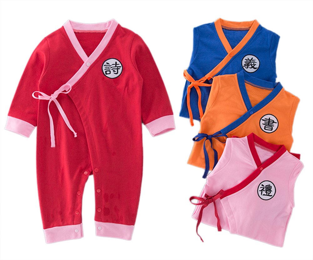 stylesilove Baby Toddler Boys Asian Inspired Long Sleeves Costume Romper