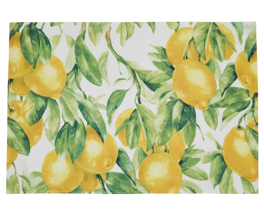Fennco Styles Lemon Printed Cloth Napkins 20 x 20 Inch, Set of 4 - Multicolored Dinner Napkins for Home Décor, Dining Room, Banquets, Everyday Use and Special Occasions