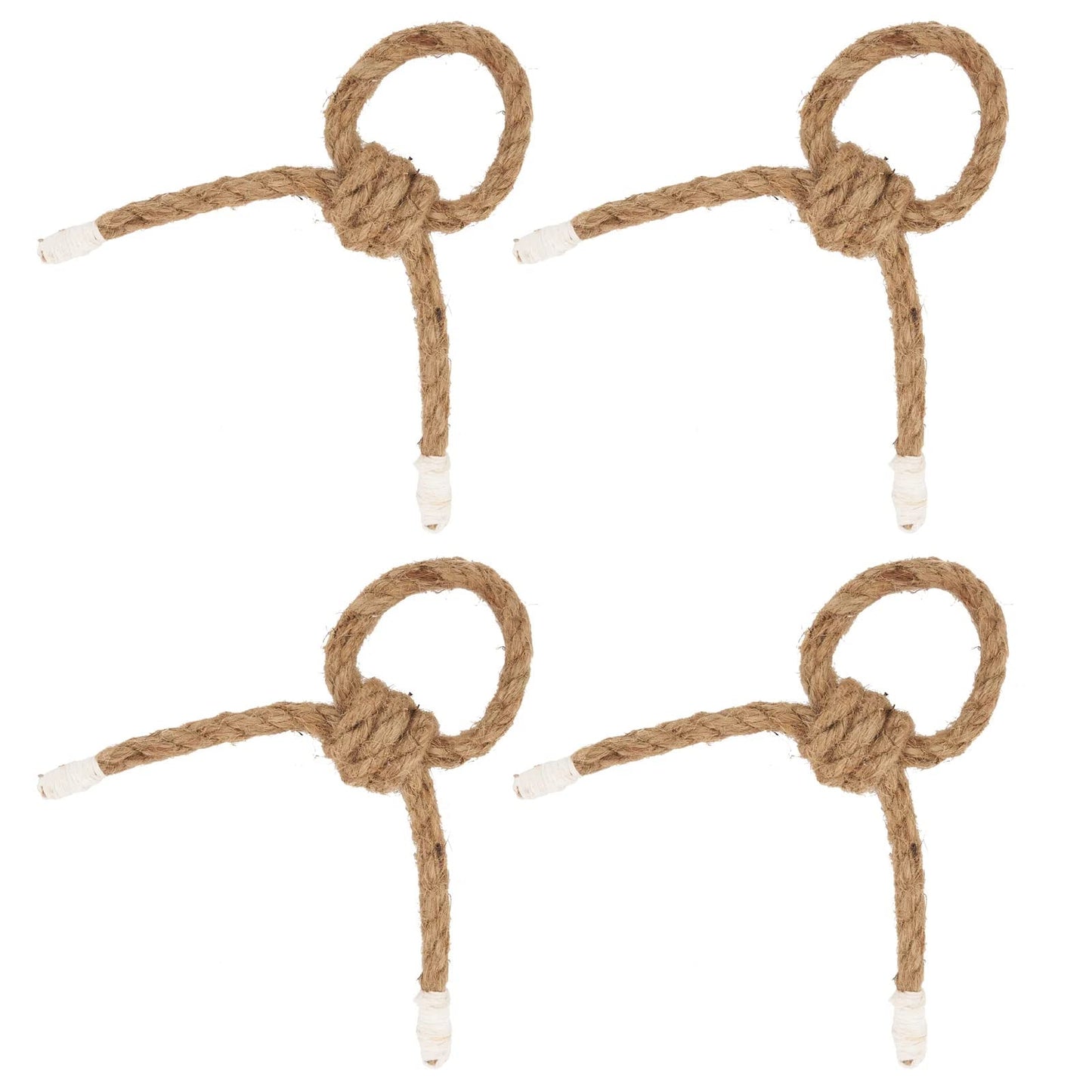 Fennco Styles Handmade Knotted Rope Napkin Rings, Set of 4 - Natural Cotton Napkin Holders for Dining Table, Home, Banquets, Holidays, Family Gatherings and Special Events