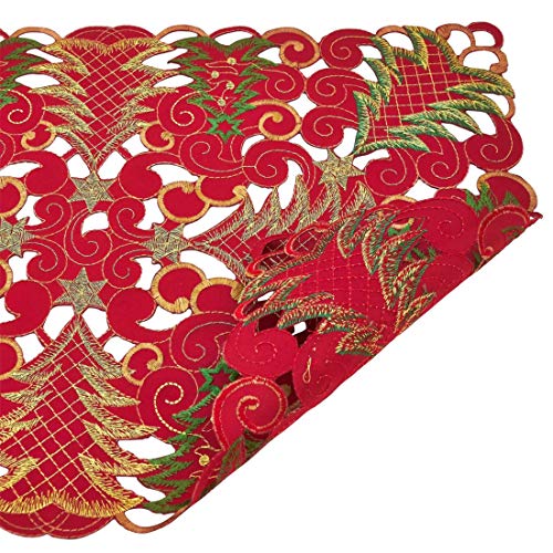 Fennco Styles Embroidered Christmas Tree Cutwork Tablecloths