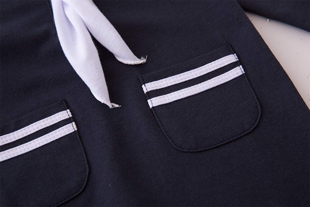 stylesilove.com Baby Boy Marine Sailor Cotton Romper Onesie with Hat and Necktie 3pcs Holiday Outfit