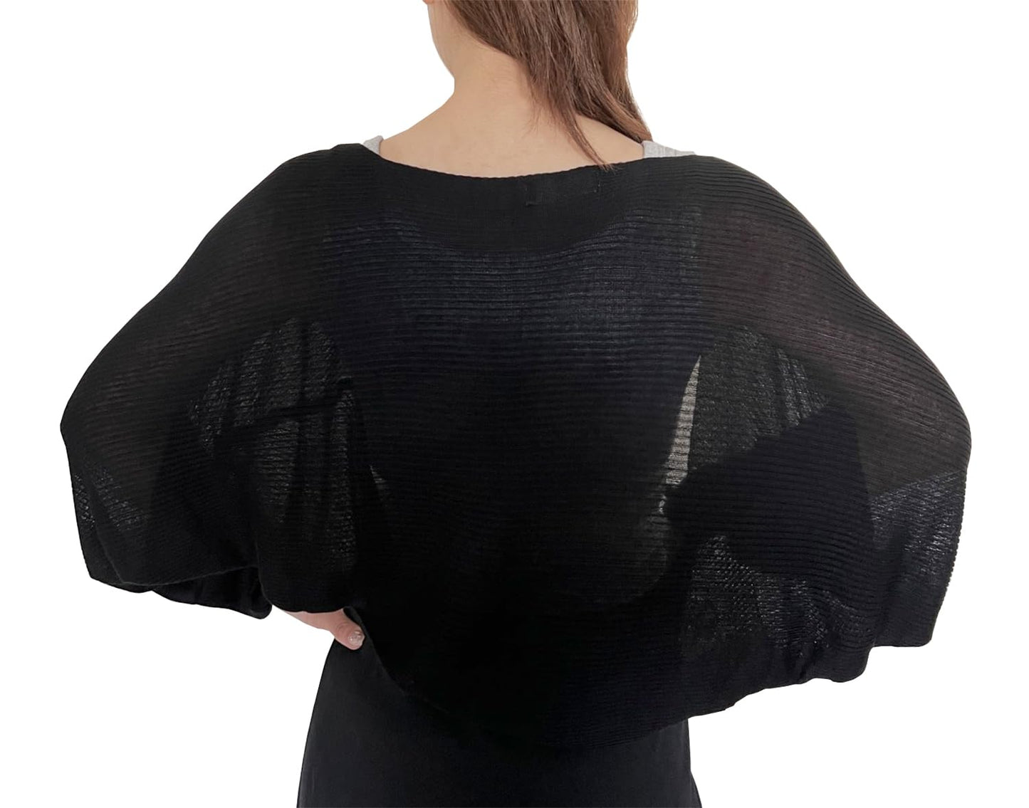 stylesilove Women Lightweight Ribbed Knit Bolero Shrug Long Sleeve Solid Cardigan Soft Sweater Open Front Cape Shawl
