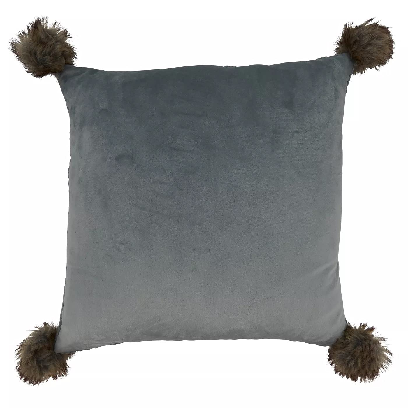 Fennco Styles Classic Cable Knitted Pom Pom Decorative Throw Pillow 18" W x 18" L – Grey Textured Cushion for Home, Couch, Sofa, Bedroom, Office Décor and Special Occasion