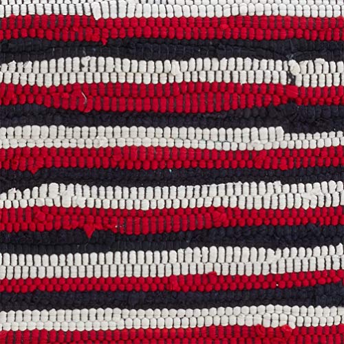 Fennco Styles Striped Patriotic Chindi Tassel Cotton Table Runner 16" W x 72" L - Multicolored Table Cover for Home Décor, Dining Table, National Holiday and Special Events
