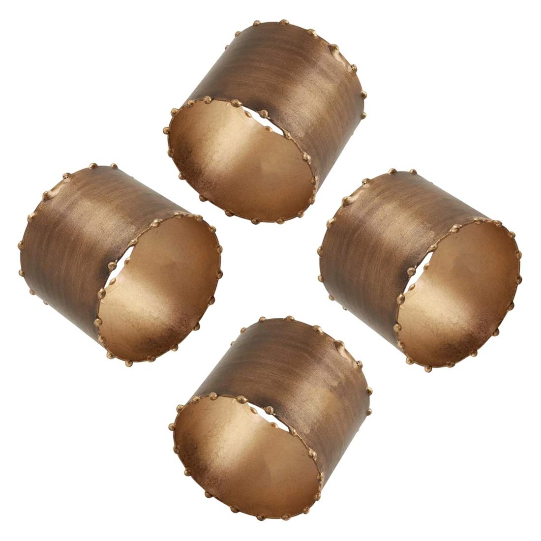 Fennco Styles Modern Dot Rim Iron Napkin Rings, Set of 4 - Metal Decorative Napkin Holders for Home, Dining Room, Banquet, Family Gathering, Holiday and Special Occasion