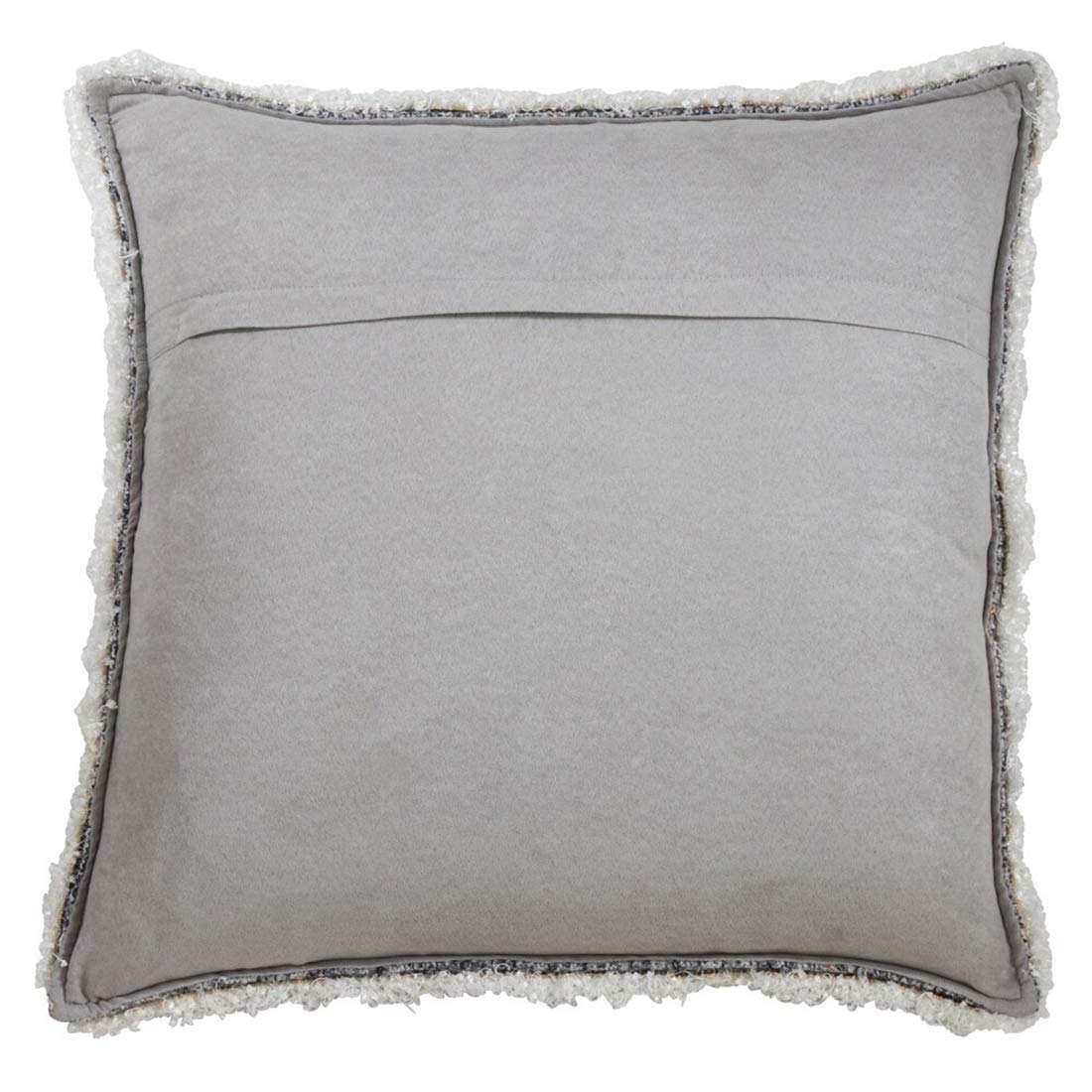 Fennco Styles Modern Shimmering Decorative Throw Pillow with Fringe Design – Neutral Accent Pillow for Couch, Sofa, Bedroom, Office and Living Room Décor