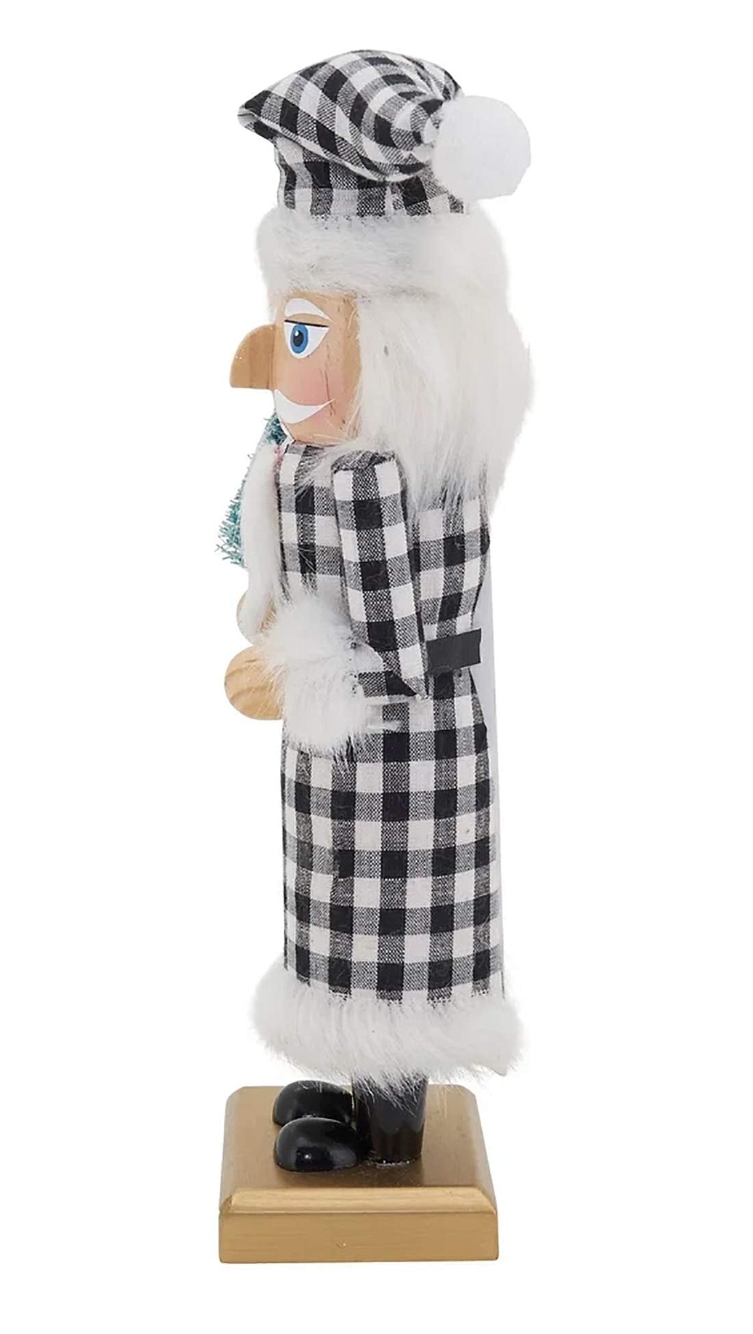 Fennco Styles Handmade Wood Creative Christmas Figurine - Black Buffalo Plaid Nutcracker for Christmas Décor, Holiday, Home, Tabletop and Kids Room Decorations