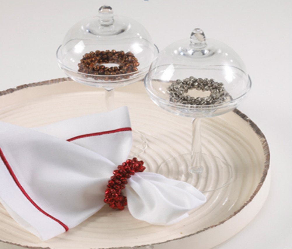 Fennco Styles Petite Bell Napkin Rings, Set of 4 - Silver Jingle Bell Wreath Napkin Holders for Dining Room, Banquets, Family Gatherings, Holidays and Special Occasions