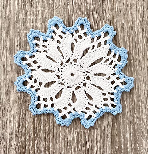 Fennco Styles Handmade Crochet Cotton Whirlwind Two-Tone Doily 6-Inch Round, 2-Piece - Drink Coaster for Everyday Use, Holiday, Farmhouse Décor, Cocktail, Tea Party, Special Occasion