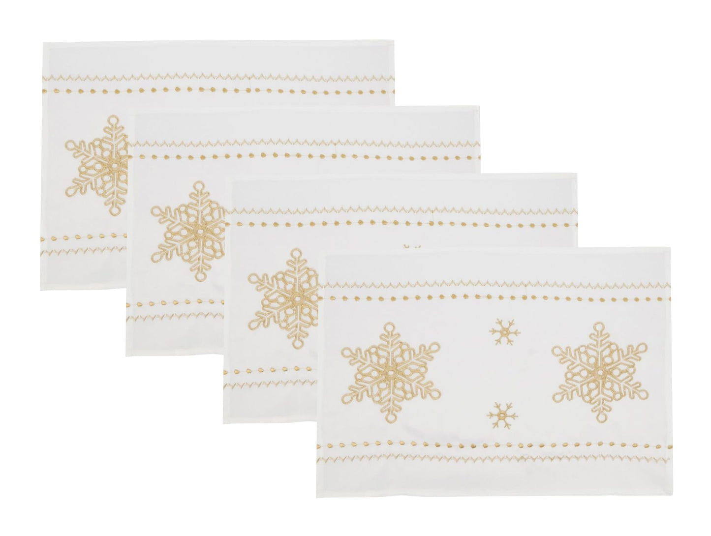 Fennco Styles Metallic Gold Embroidered Snowflake Christmas Table Runner 16" W x 72" L