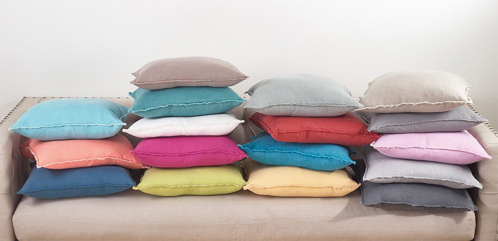 Fennco Styles Fringed Design Down Filled Linen 20-Inch Throw Pillow